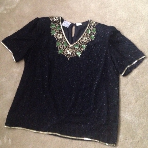 Vintage Stenay sequin and beaded silk top - Picture 11 of 16